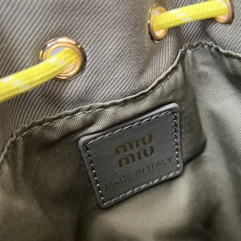 MIU MIU 1E038 Olive Green Bucket Bag - Image 9