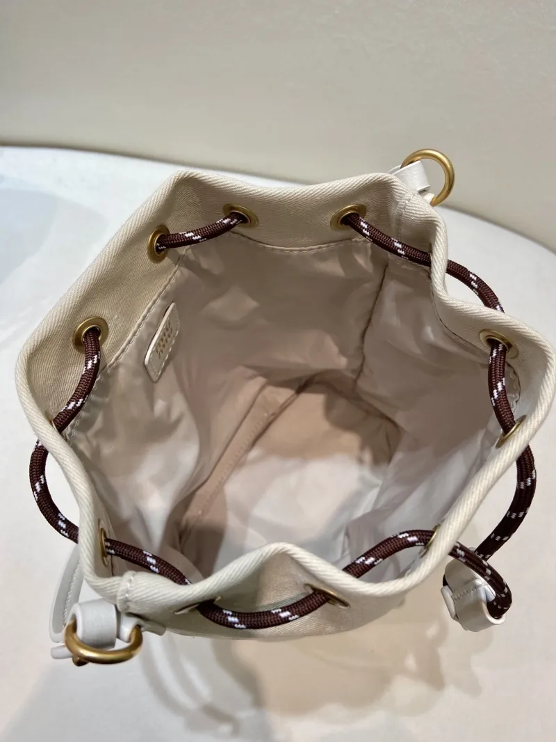 Miu Miu Cream Canvas Bucket Bag - Image 9