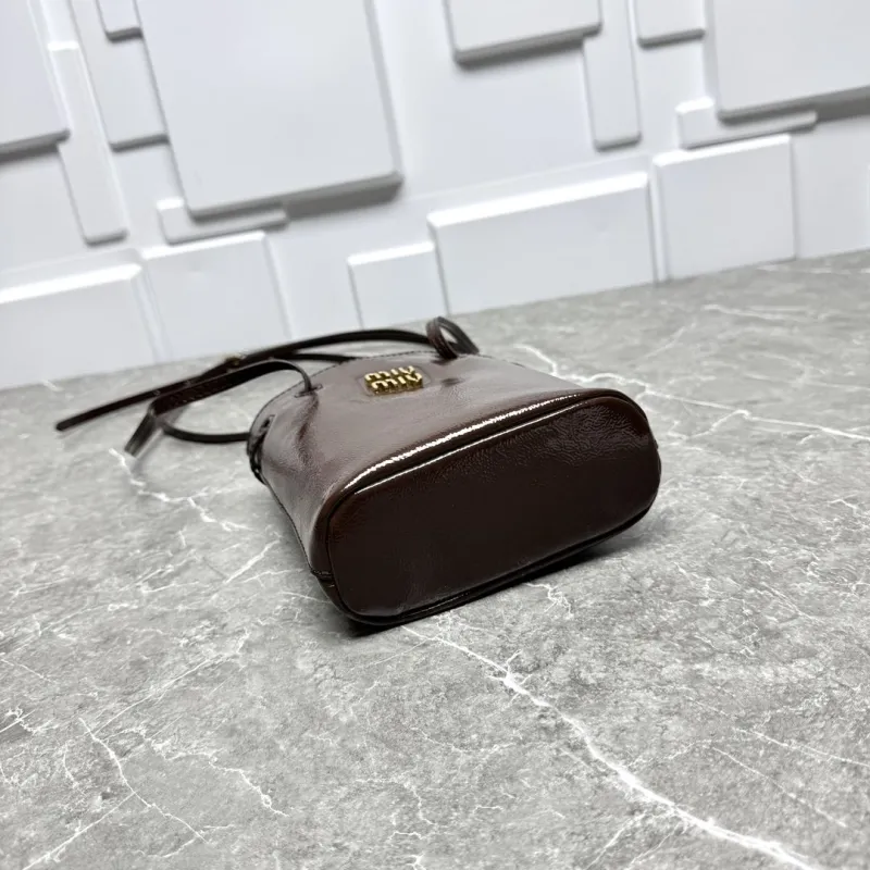 Miu Miu Brown Leather Bucket Crossbody Bag - Image 6
