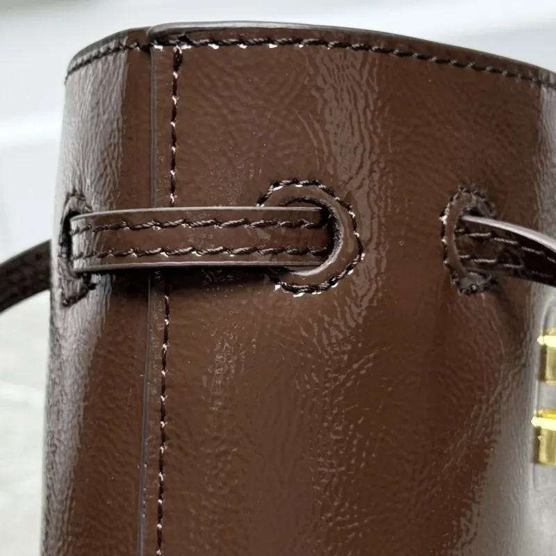 Miu Miu Brown Leather Bucket Crossbody Bag - Image 7