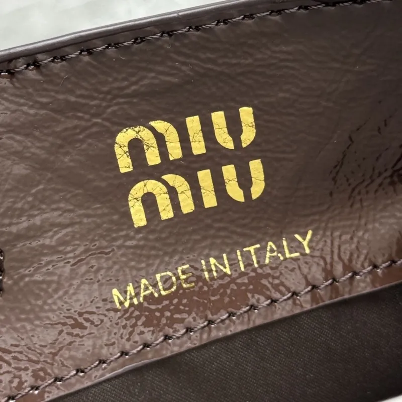 Miu Miu Brown Leather Bucket Crossbody Bag - Image 8