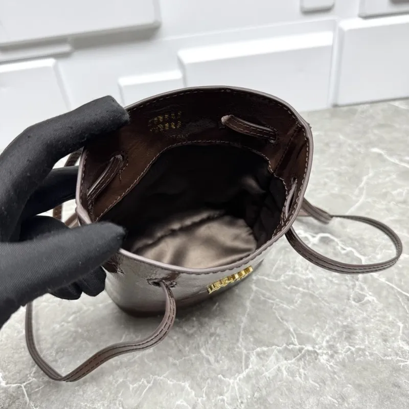 Miu Miu Brown Leather Bucket Crossbody Bag - Image 9