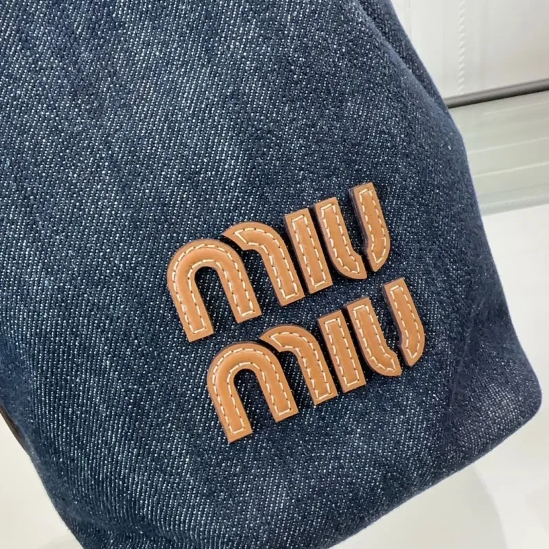 Miu Miu Dark Blue Denim Bucket Bag - Image 4