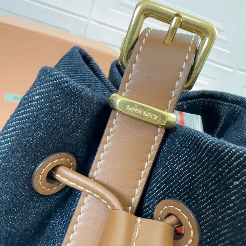 Miu Miu Dark Blue Denim Bucket Bag - Image 6