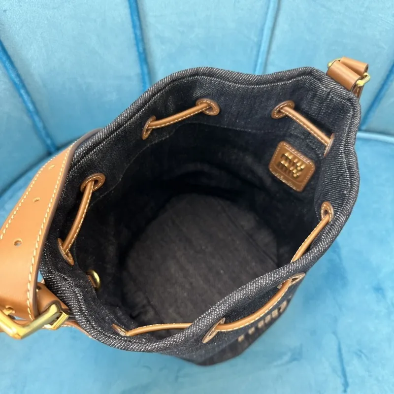 Miu Miu Dark Blue Denim Bucket Bag - Image 7
