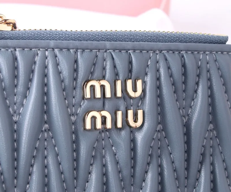 Miu Miu Light Blue Quilted Zip Wallet - Image 5