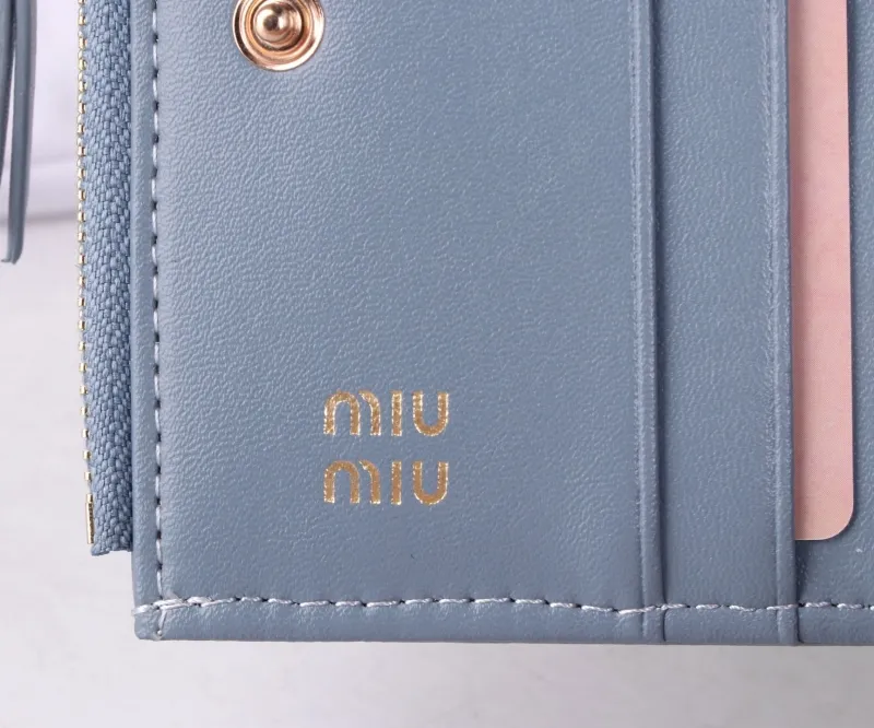 Miu Miu Light Blue Quilted Zip Wallet - Image 7