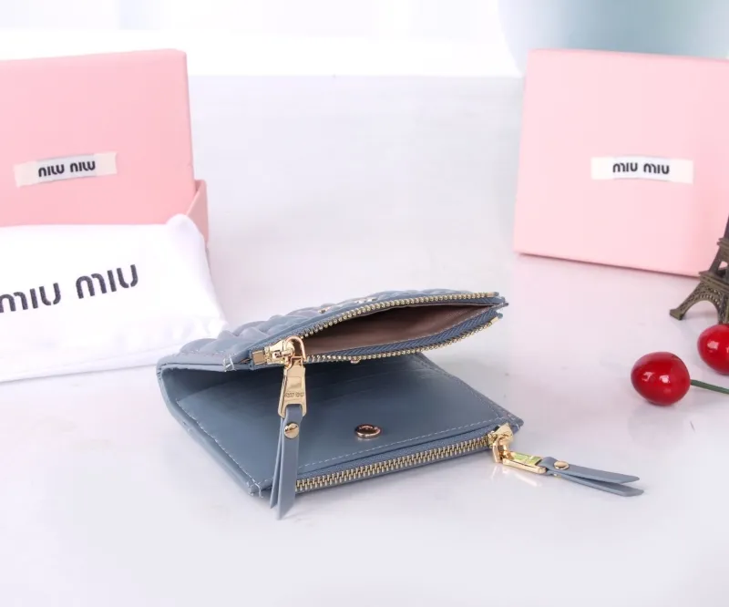 Miu Miu Light Blue Quilted Zip Wallet - Image 9