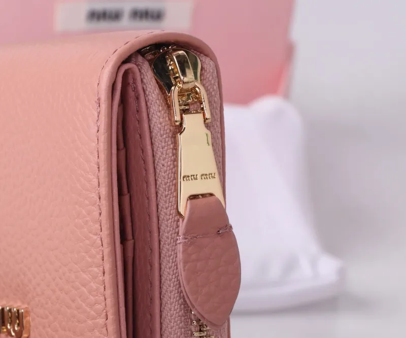 Miu Miu Pink Leather Zip Wallet - Image 5