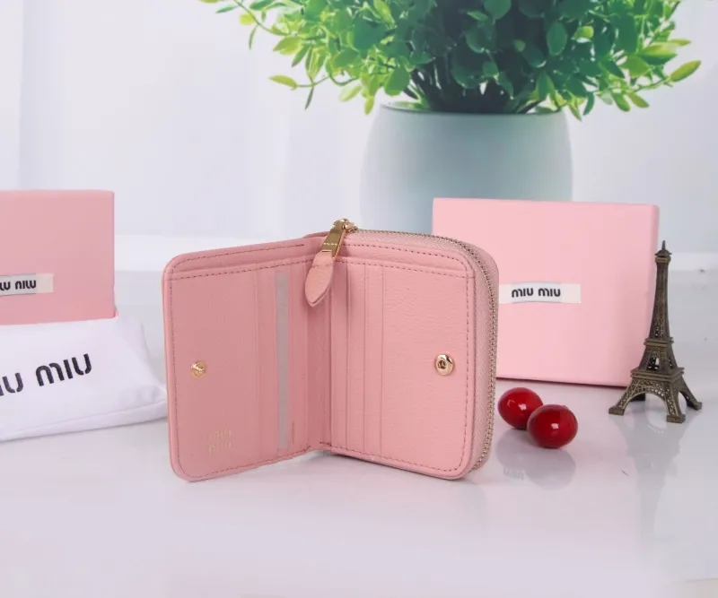 Miu Miu Pink Leather Zip Wallet - Image 8