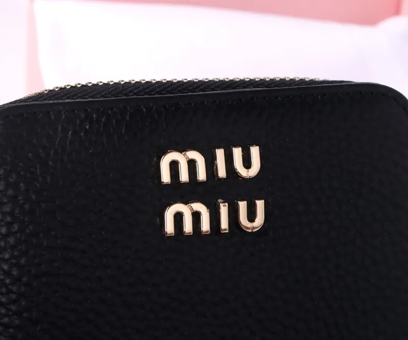 Miu Miu Black Leather Zip Wallet - Image 6