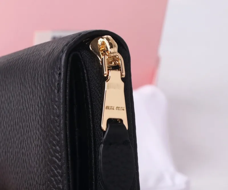 Miu Miu Black Leather Zip Wallet - Image 7