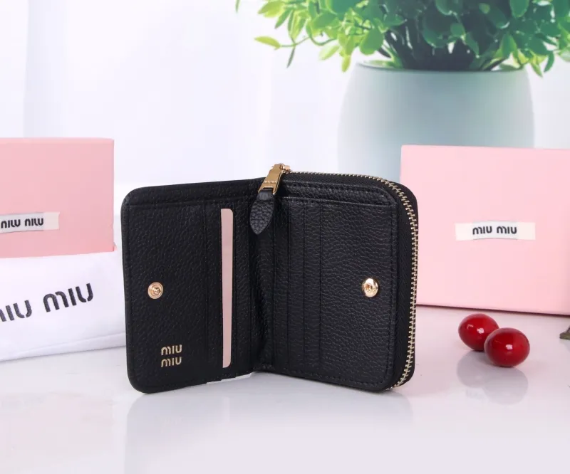Miu Miu Black Leather Zip Wallet - Image 8