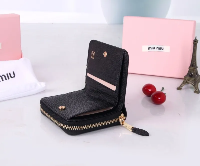 Miu Miu Black Leather Zip Wallet - Image 10
