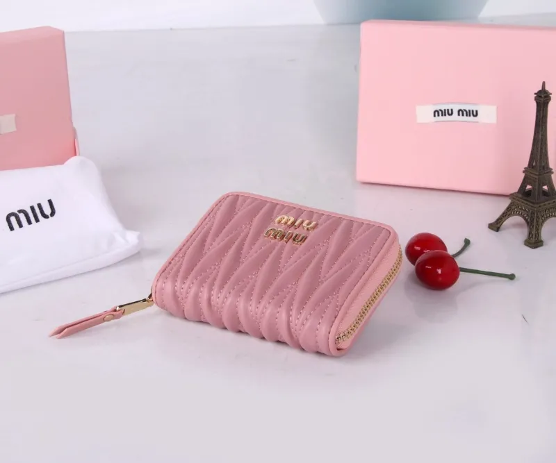 MIU MIU Pink Quilted Zip Around Wallet - Image 3