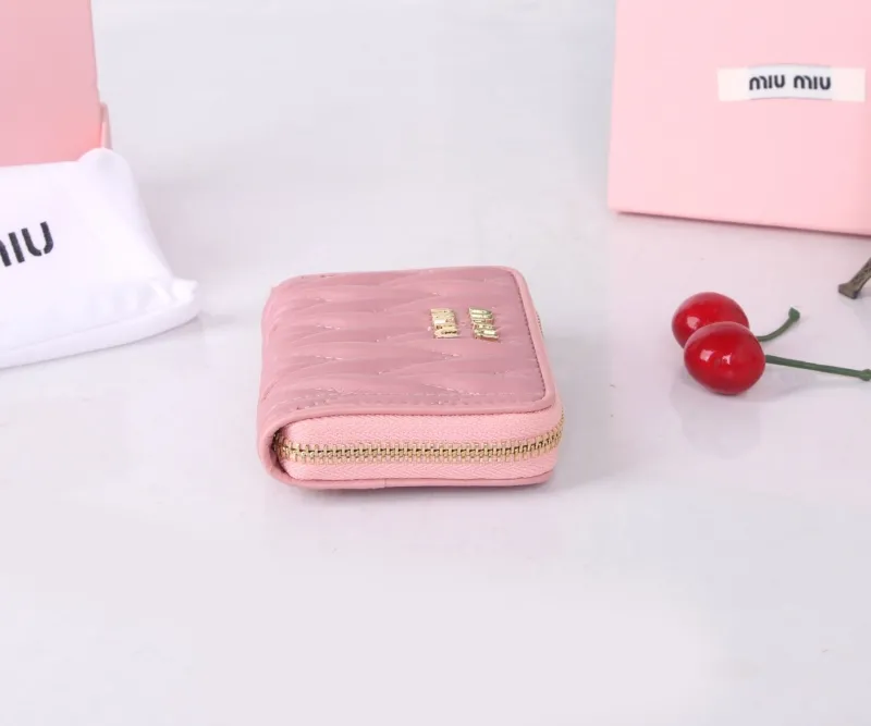 MIU MIU Pink Quilted Zip Around Wallet - Image 4
