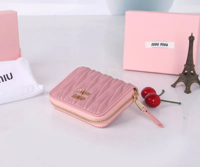 MIU MIU Pink Quilted Zip Around Wallet - Image 5