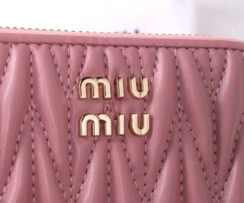 MIU MIU Pink Quilted Zip Around Wallet - Image 6