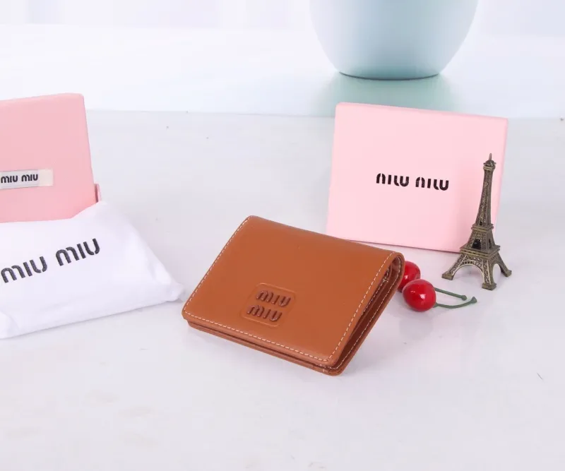 Miu Miu Brown Leather Compact Wallet - Image 3