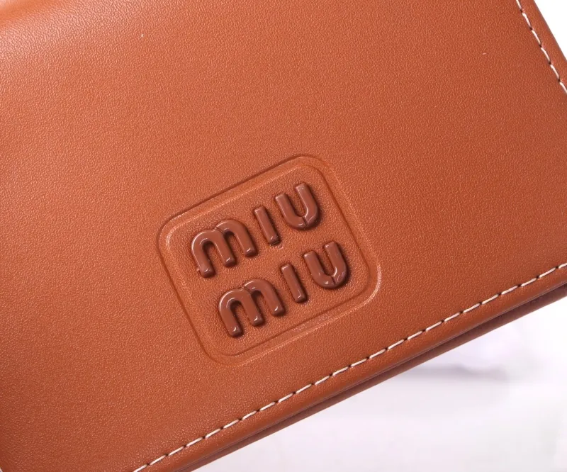 Miu Miu Brown Leather Compact Wallet - Image 4