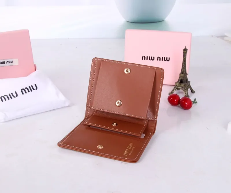 Miu Miu Brown Leather Compact Wallet - Image 8