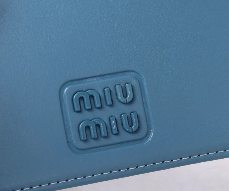 MIU MIU Blue Leather Compact Wallet - Image 3