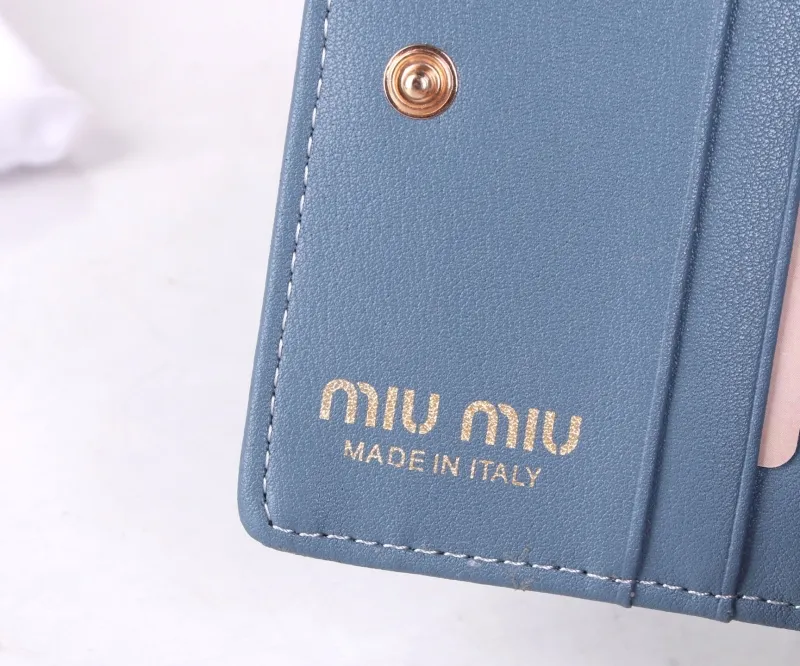 MIU MIU Blue Leather Compact Wallet - Image 6