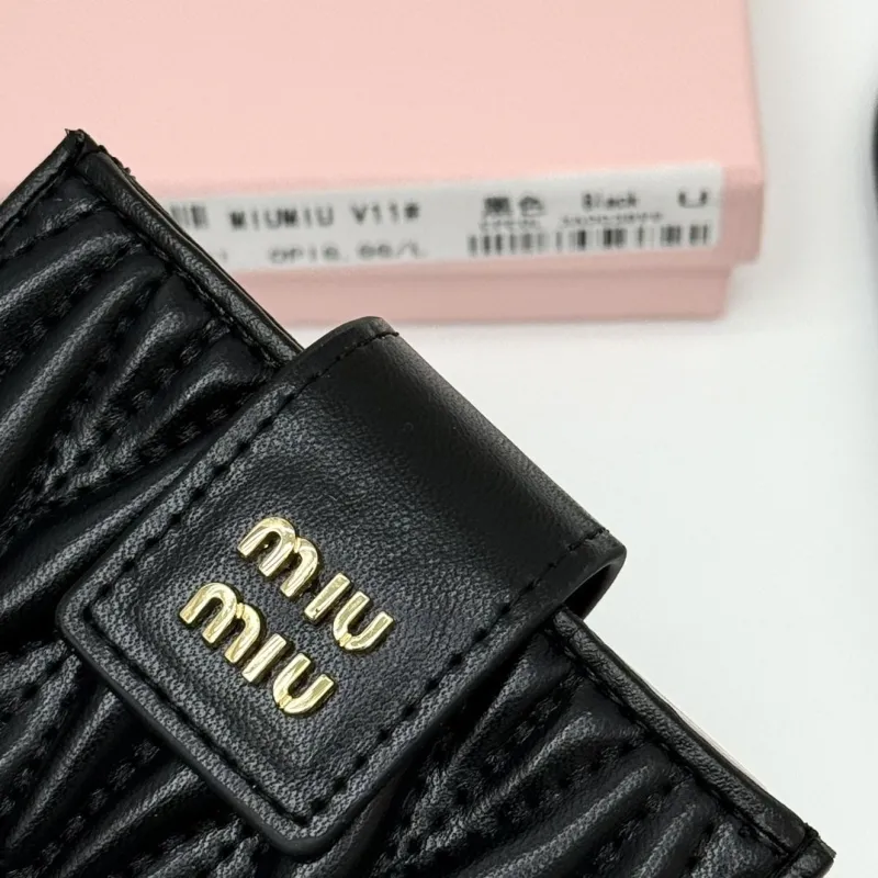 MIU MIU Black Quilted Leather Card Wallet - Image 5