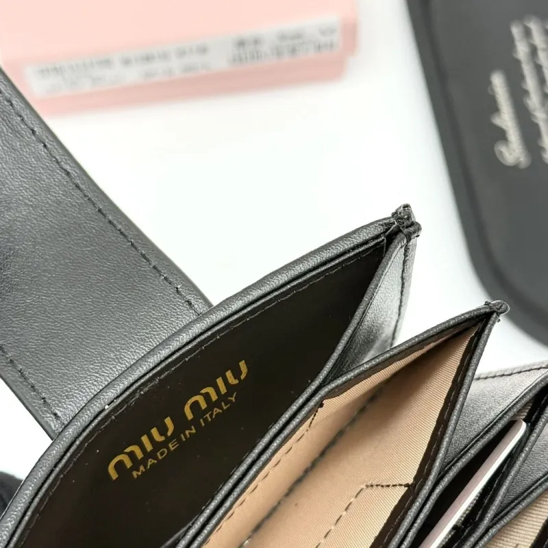 MIU MIU Black Quilted Leather Card Wallet - Image 7