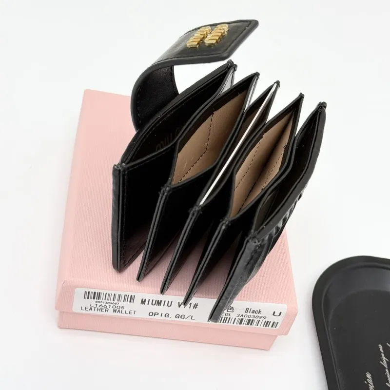 MIU MIU Black Quilted Leather Card Wallet - Image 8