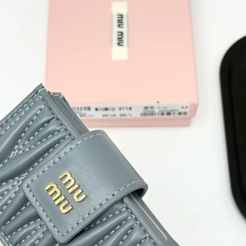 MIU MIU Blue Leather Card Holder Wallet - Image 5