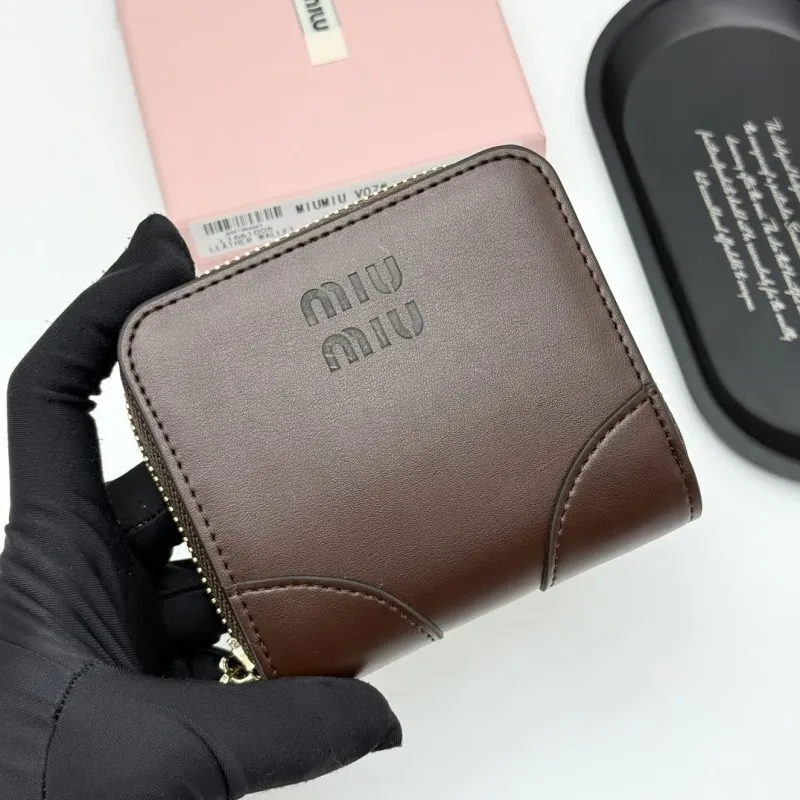 Alternative view of MIU MIU Coffee Leather Zip Wallet