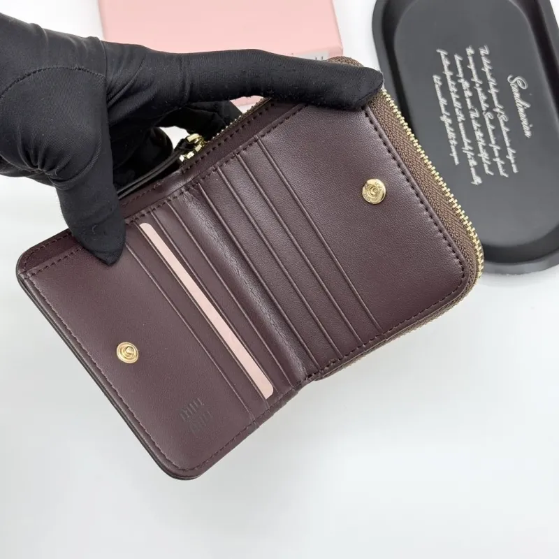 MIU MIU Coffee Leather Zip Wallet - Image 5
