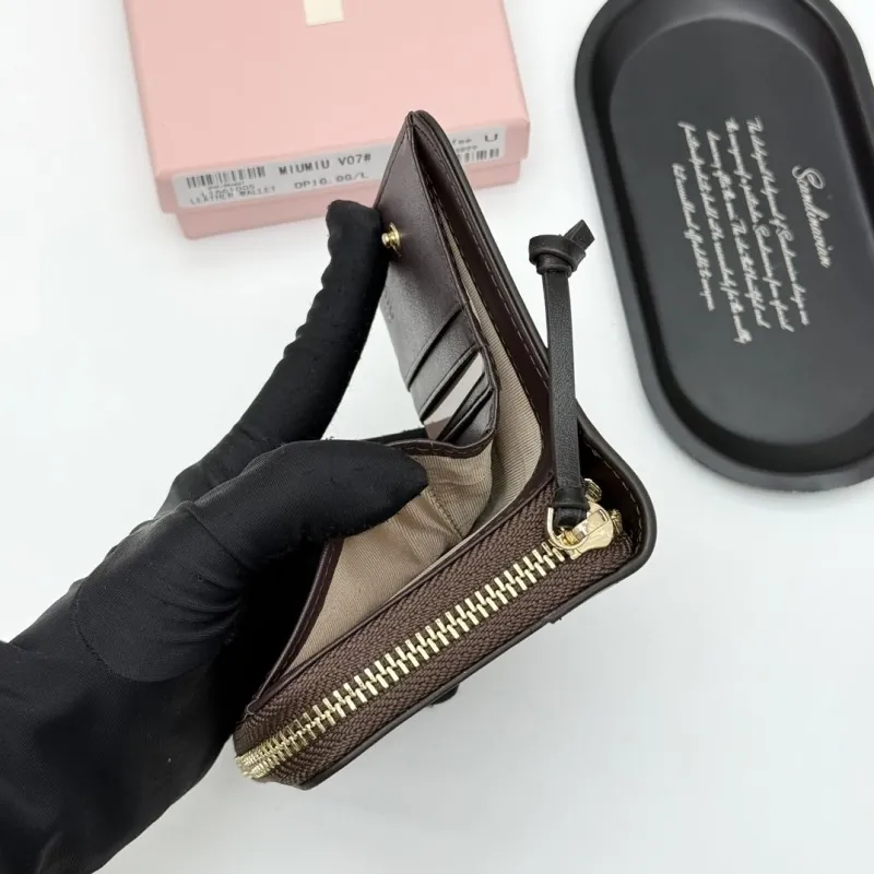 MIU MIU Coffee Leather Zip Wallet - Image 6