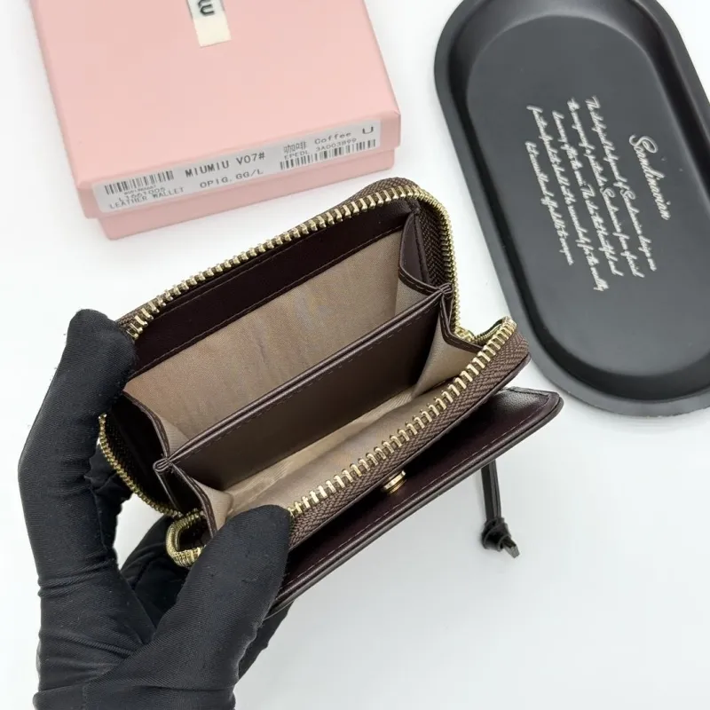MIU MIU Coffee Leather Zip Wallet - Image 7