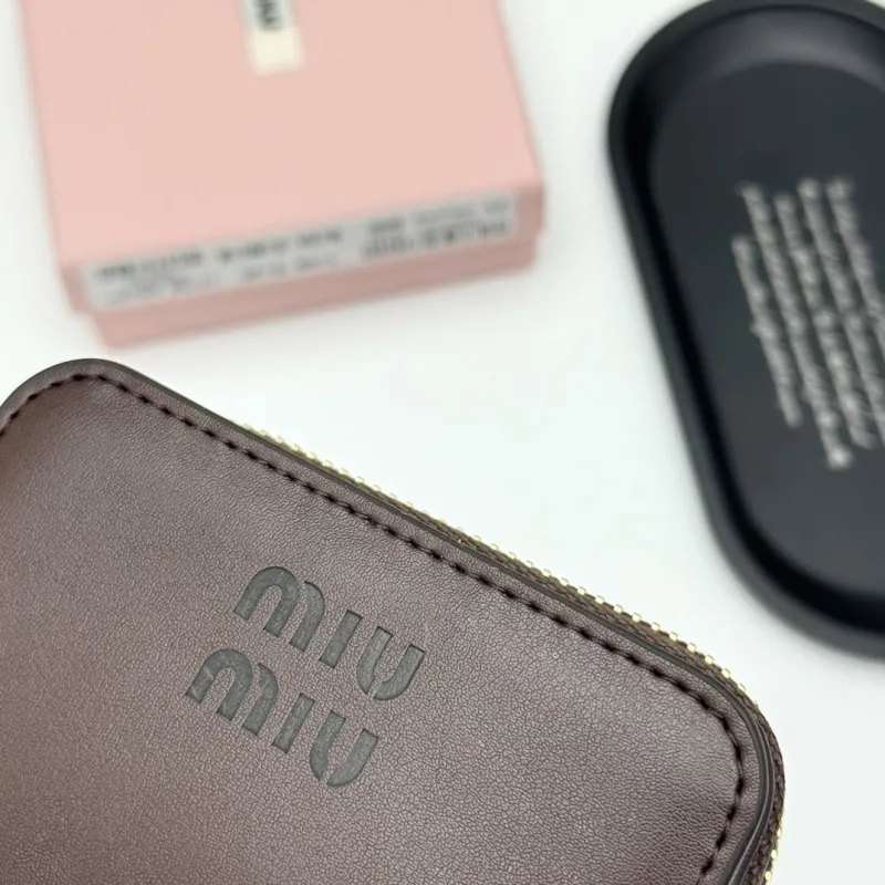 MIU MIU Coffee Leather Zip Wallet - Image 8