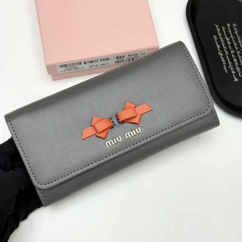 Alternative view of Miu Miu Dark Grey Leather Long Wallet Size L 946