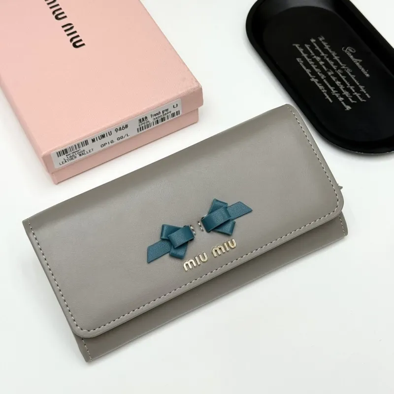 Miu Miu French Grey Leather Long Wallet