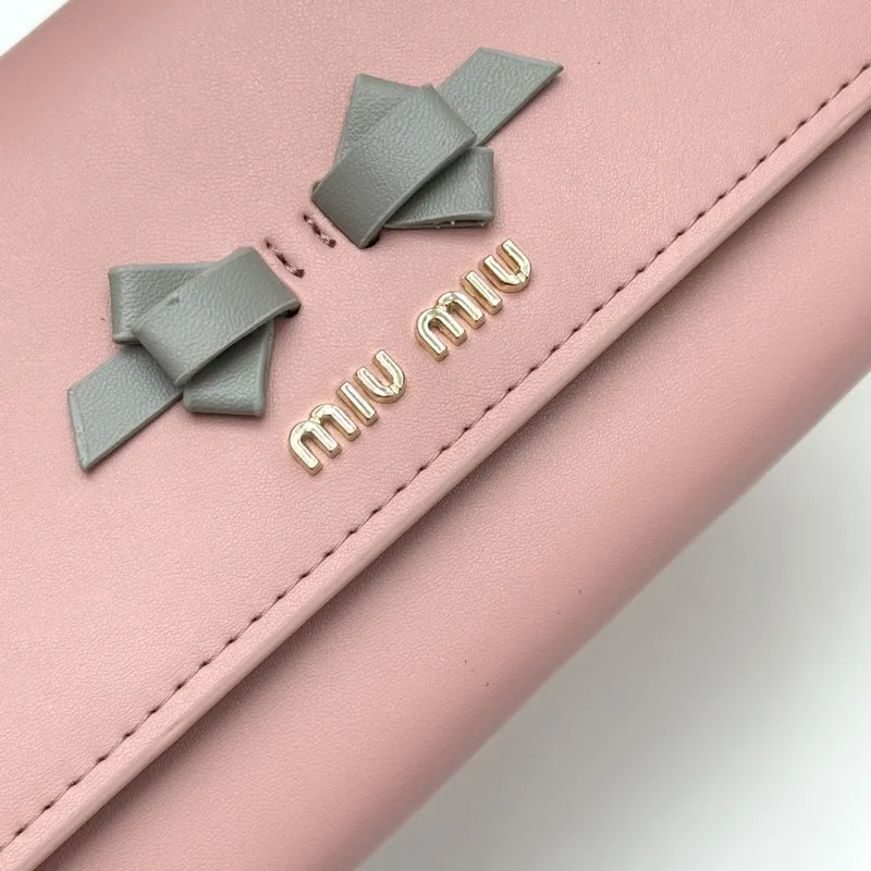 Miu Miu Pink Leather Chain Wallet V06 - Image 5