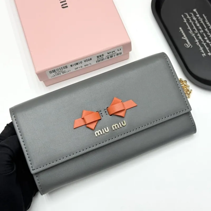 Alternative view of Miu Miu Dark Grey Leather Chain Wallet