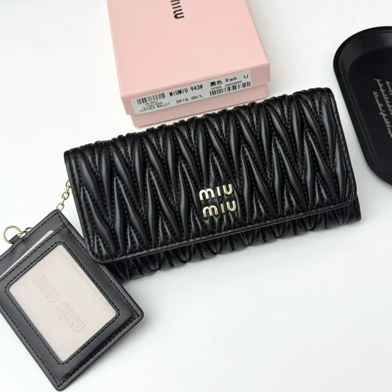 Miu Miu Black Leather Long Wallet 943