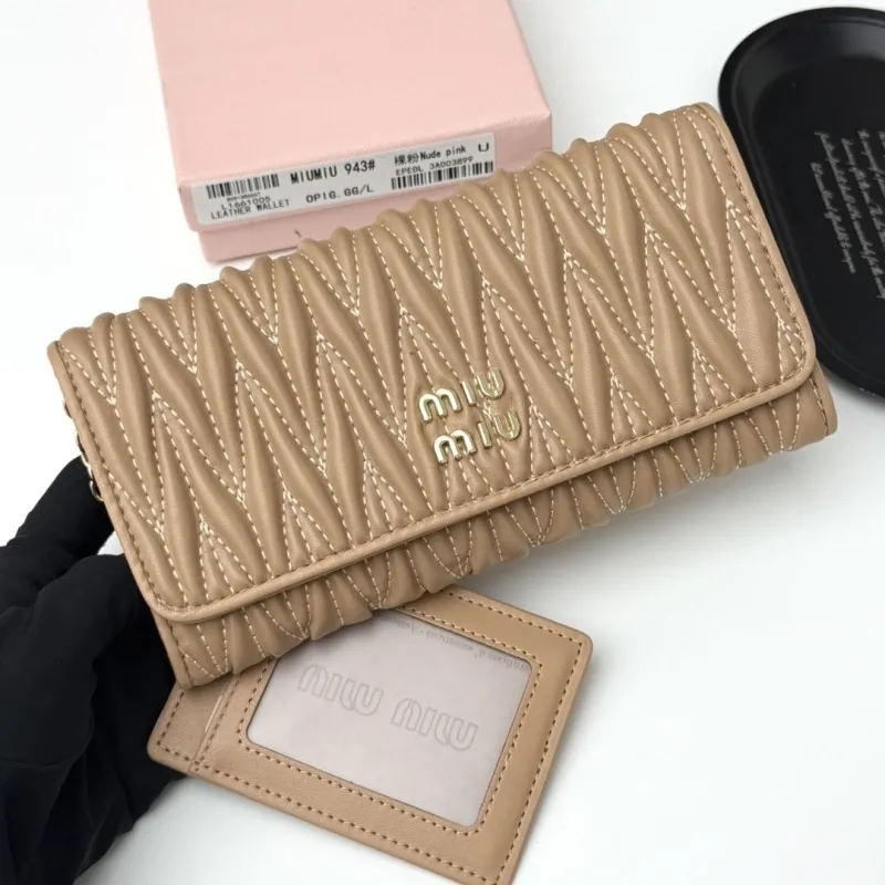Alternative view of MIU MIU 943 Beige Quilted Leather Long Wallet
