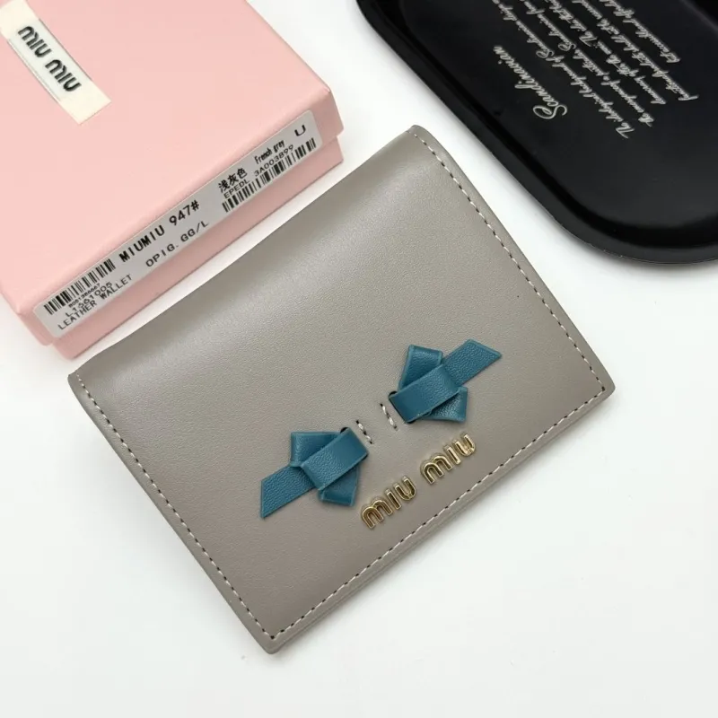 Miu Miu French Gray Leather Wallet 947