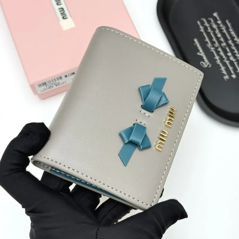 Miu Miu French Gray Leather Wallet 947 - Image 3
