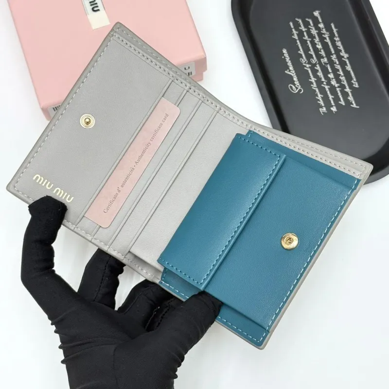 Miu Miu French Gray Leather Wallet 947 - Image 7