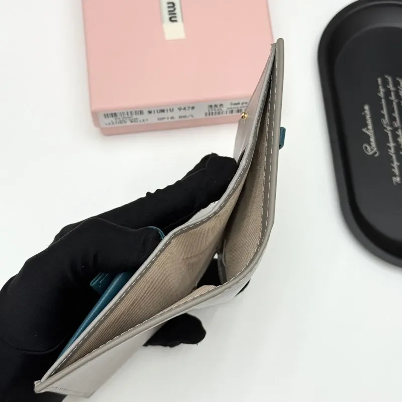 Miu Miu French Gray Leather Wallet 947 - Image 8