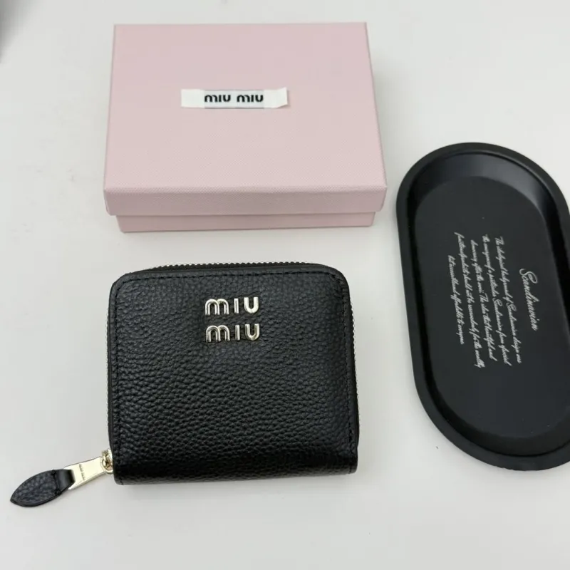 Miu Miu Black Leather Zip Wallet