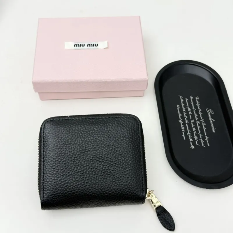 Miu Miu Black Leather Zip Wallet - Image 3