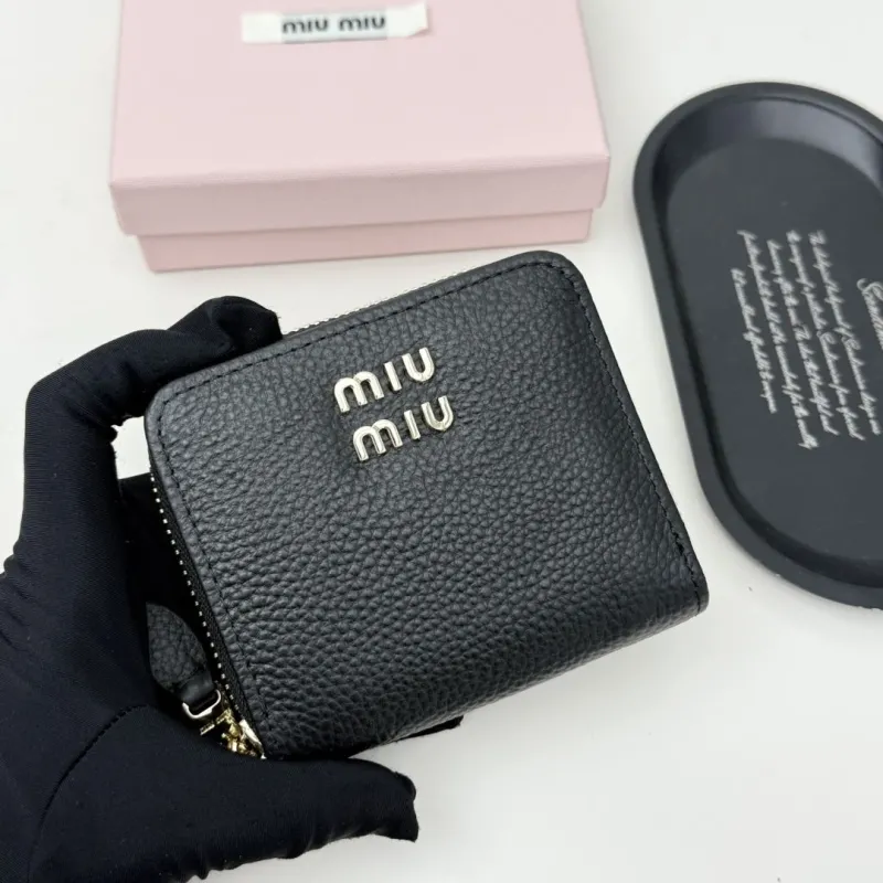 Miu Miu Black Leather Zip Wallet - Image 4