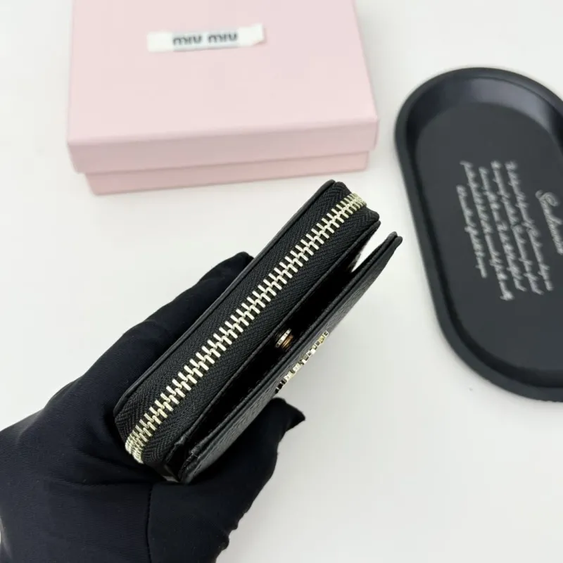 Miu Miu Black Leather Zip Wallet - Image 5